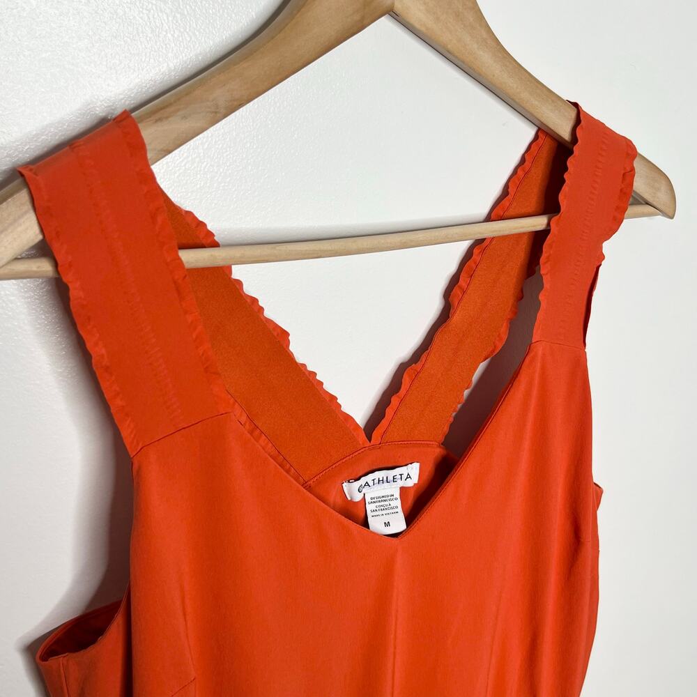 Athleta Womens Savanna Mini Dress Medium Orange Drawstring Pockets Athleisure - Picture 5 of 12